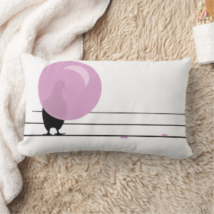 Funny Niedlich Pink Bubble Gum Birds on a Wire Whi Lendenkissen