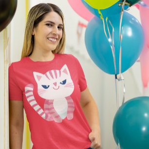 Funny Niedlich Pink Kitty Cat mit anregendem Läche T-Shirt