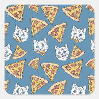 Funny Niedlich Pizza Cat Pattern Quadratischer Aufkleber