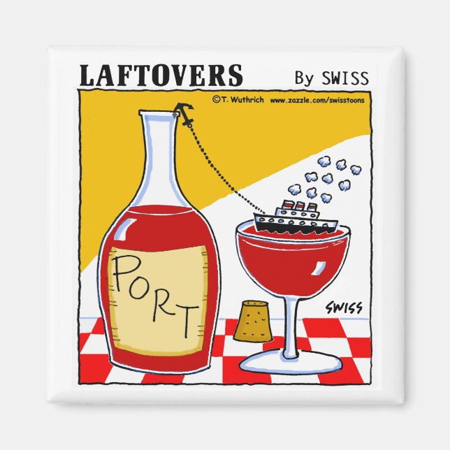 Funny Niedlich Port Cartoon Weinkultur und Gastges Magnet (Vorne)