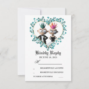 Funny Niedlich Punk Wedding RSVP Karte