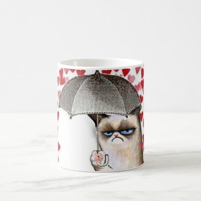 Funny Niedlich Rain Hearci Liebe Cat Falknerei - F Kaffeetasse (Mittel)