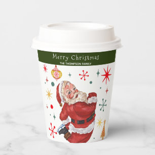 Funny Niedlich Red and Green Monogram Christmas Sa Pappbecher