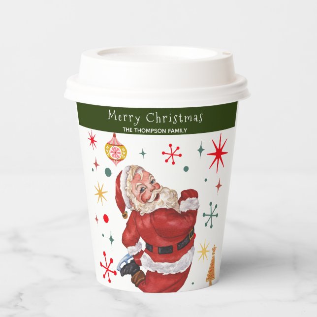 Funny Niedlich Red and Green Monogram Christmas Sa Pappbecher (Vorderseite)