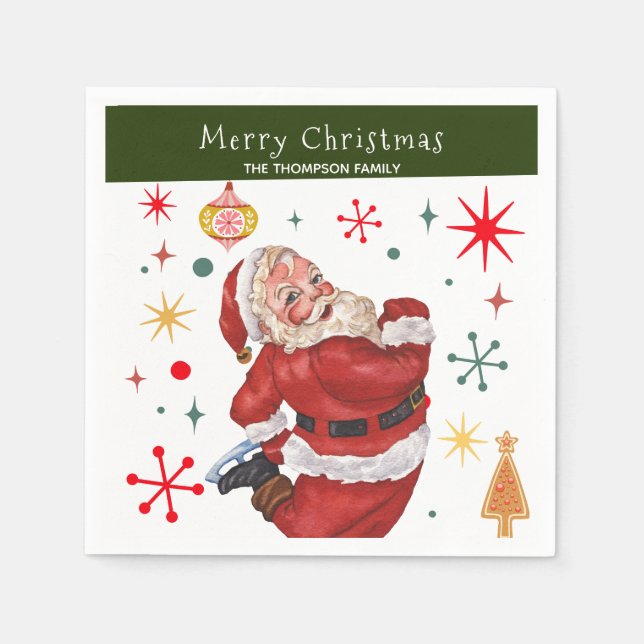 Funny Niedlich Red and Green Monogram Christmas Sa Serviette (Vorderseite)