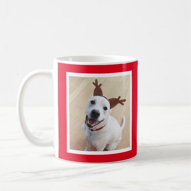 Funny Niedlich Rentier Welpe Hund Red Christmas Kaffeetasse (Links)