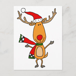 Funny Niedlich Rudolph Red Nosed Reindeer Postkarte