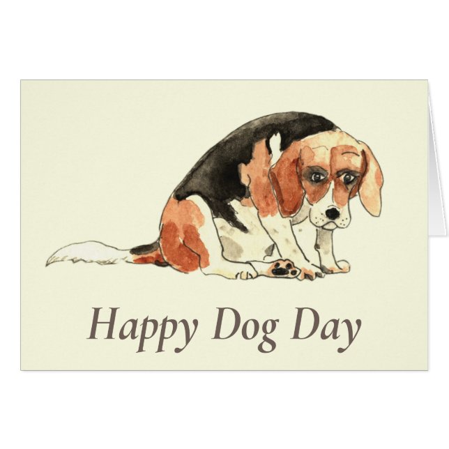 Funny Niedlich Sad Beagle Dog Wasserfarben Spaß (Vorderseite (Horizontal))