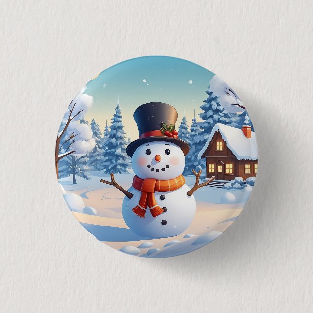 Funny Niedlich saisonale bunte Weihnachtsschneemän Button (Vorderseite)