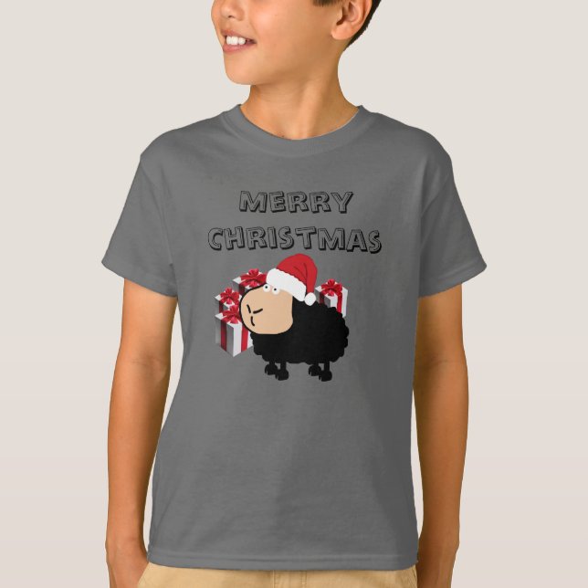 Funny niedlich Santa Cartoon Schafe Weihnachten T-Shirt (Vorderseite)