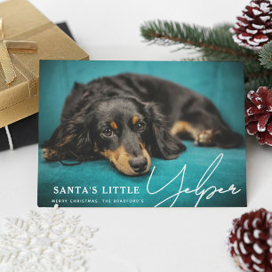 Funny Niedlich Santa's Little Yelper' Dog Foto Feiertagskarte