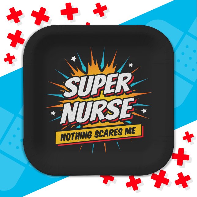 Funny Niedlich Sarcastic Superhero Nurse Wertschät Pappteller (Von Creator hochgeladen)