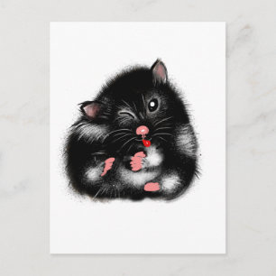 Funny niedlich Schwarz-weißer Syrian Hamster Gesch Postkarte