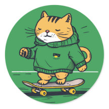 Funny Niedlich Skate Cat on Skateboard
