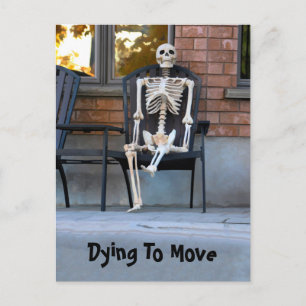 Funny Niedlich Skeleton New Address Moving Postkarte