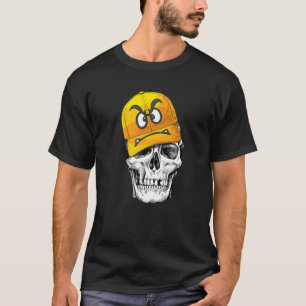 Funny Niedlich Skull trägt wütend gelbe Cap Grafik T-Shirt