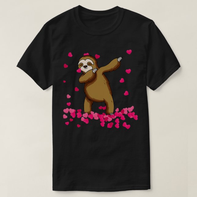 Funny Niedlich Sloth Dabbing Valentinstag T-Shirt (Design vorne)