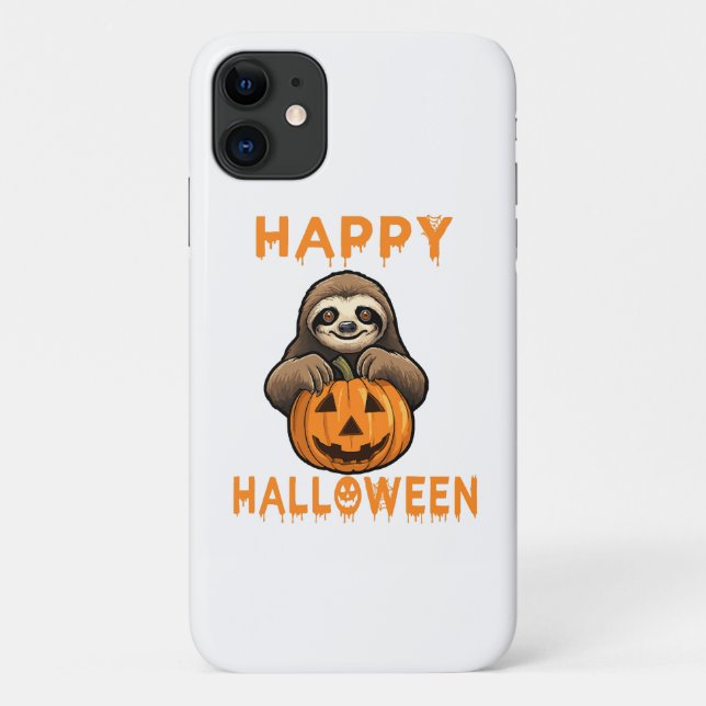 Funny Niedlich Sloth Holding Pumpkin Case-Mate iPhone Hülle (Rückseite)