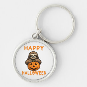 Funny Niedlich Sloth Holding Pumpkin Schlüsselanhänger