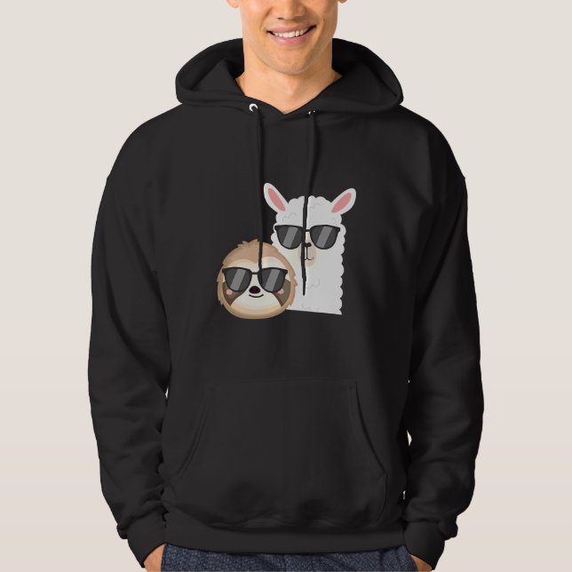 Funny Niedlich Sloth Llama Alpaca Hoodie (Vorderseite)