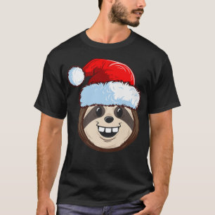 Funny Niedlich Sloth Weihnachtsmannmütze Weihnacht T-Shirt