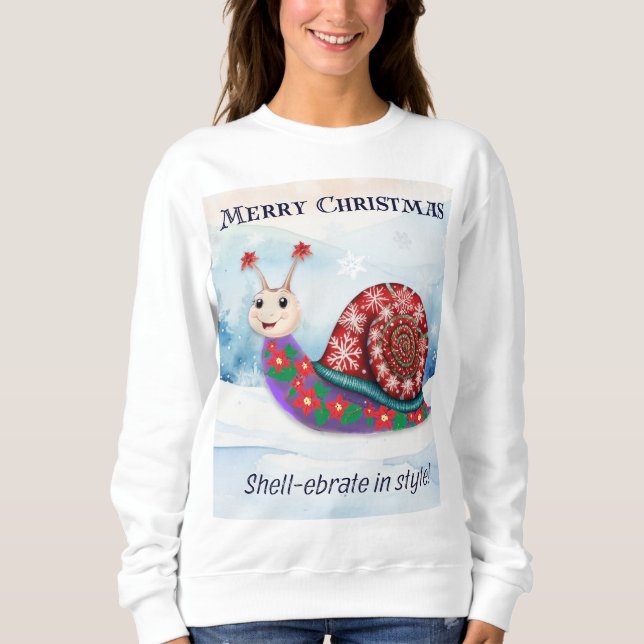 Funny Niedlich Snail Snow Pub Spaß Weihnachten Sweatshirt (Vorderseite)