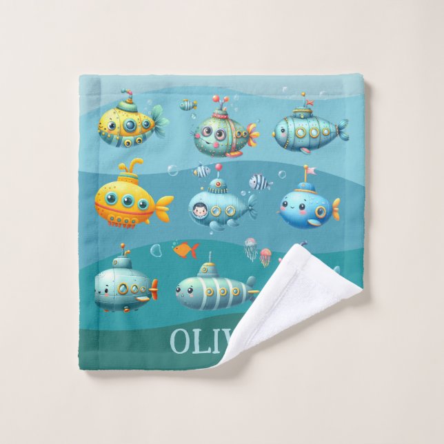 Funny Niedlich Submarine Muster Kinder Waschlappen (Waschlappen)