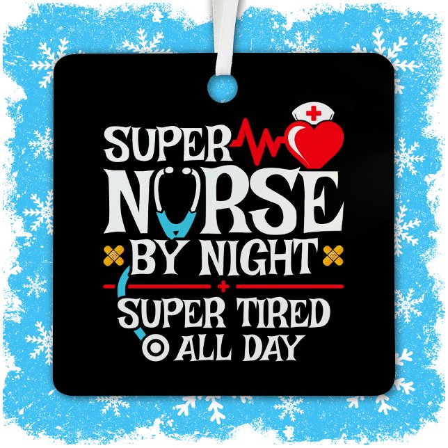 Funny Niedlich Super Tired Nurse Day Night Shift Ornament Aus Metall (Von Creator hochgeladen)