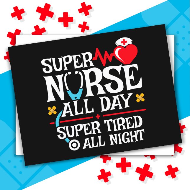 Funny Niedlich Super Tired Nurse Day Shift Night Postkarte (Von Creator hochgeladen)