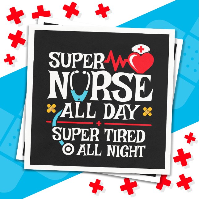 Funny Niedlich Super Tired Nurse Day Shift Night Serviette (Von Creator hochgeladen)