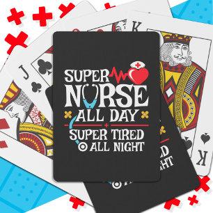 Funny Niedlich Super Tired Nurse Day Shift Night Spielkarten