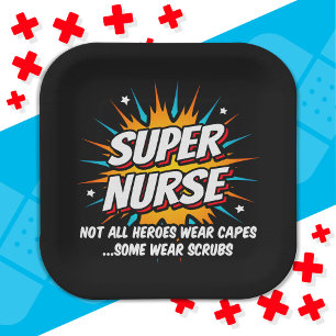 Funny Niedlich Superhero Super Nurse Wertschätzung Pappteller