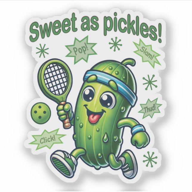 Funny Niedlich Sweet as Pickles Pickleball Aufkleber (Vorderseite)