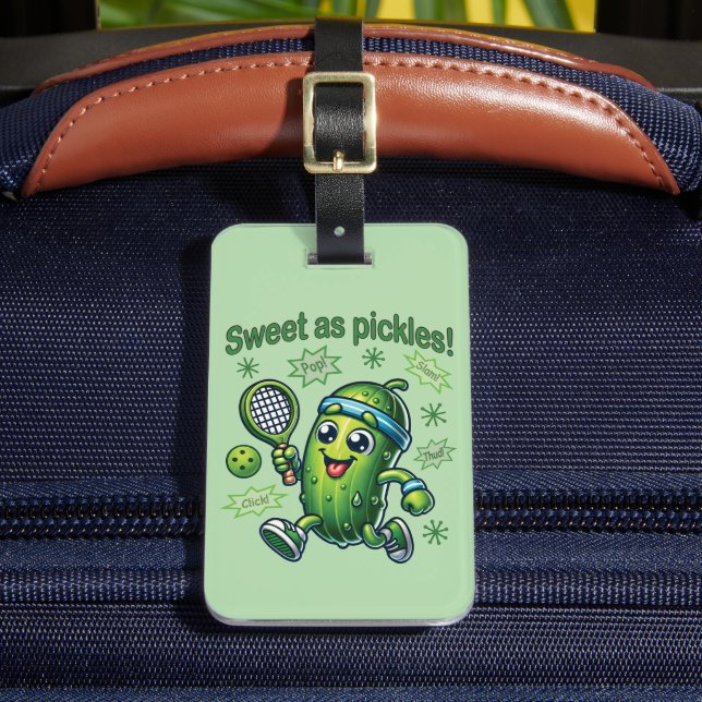 Funny Niedlich Sweet as Pickles Pickleball Gepäckanhänger (Vorderseite Insitu 2)