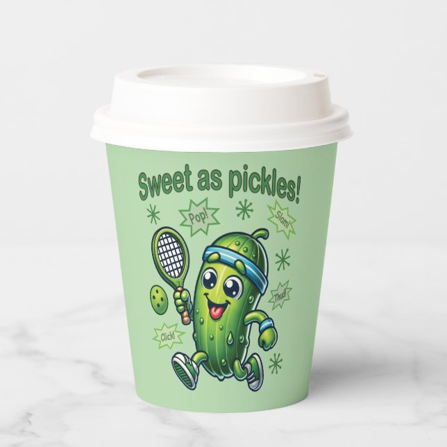 Funny Niedlich Sweet as Pickles Pickleball Pappbecher (Vorderseite)