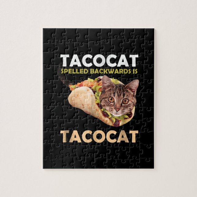 Funny Niedlich Tacocat Taco Katze zurückgeschriebe Puzzle (Vertikal)