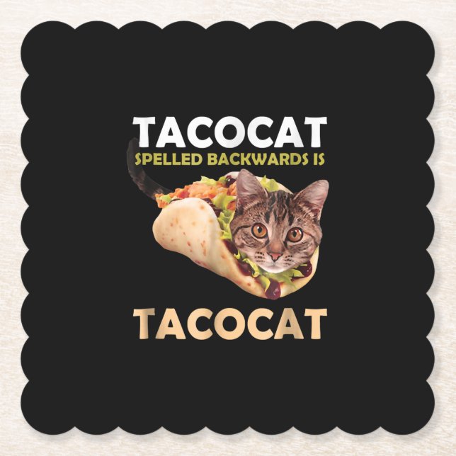 Funny Niedlich Tacocat Taco Katze zurückgeschriebe Untersetzer (Vorderseite)