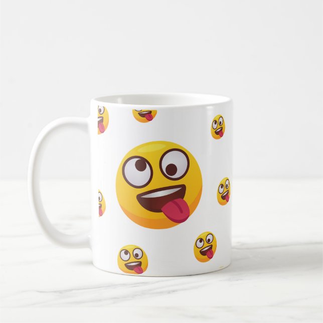 "Funny Niedlich Tongue-Out Emoji Design" Kaffeetasse (Links)