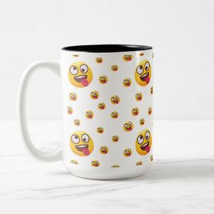 "Funny Niedlich Tongue-Out Emoji Design" Zweifarbige Tasse