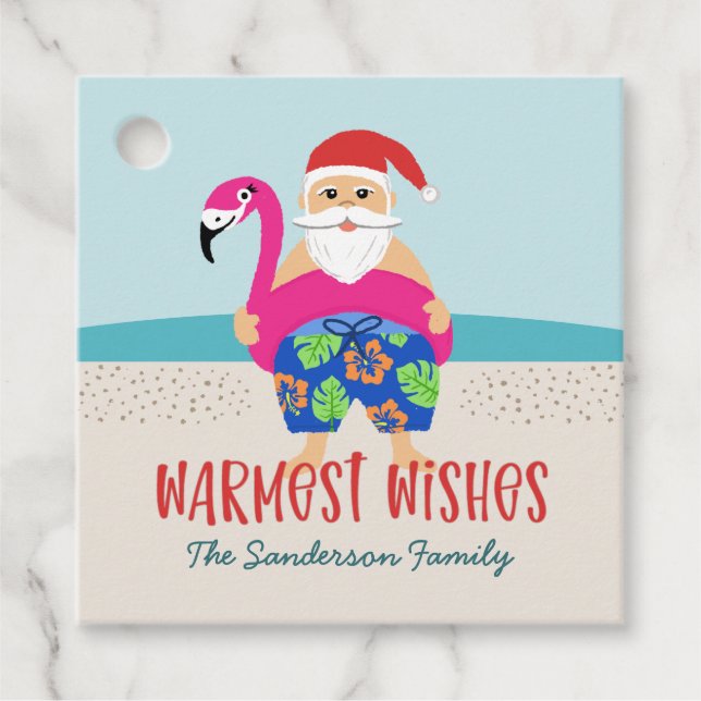 Funny Niedlich Tropical Santa Pool Name Geschenkanhänger (Vorderseite)