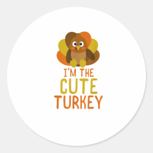 Funny Niedlich Turkey Family Matching Erntedank Runder Aufkleber