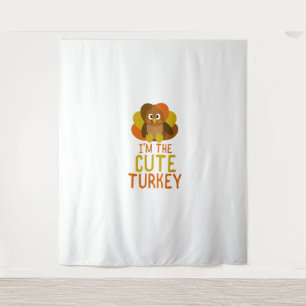 Funny Niedlich Turkey Family Matching Erntedank Wandteppich