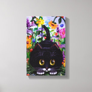 Funny Niedlich Tuxedo Cat Mouse Blume Creationarts Leinwanddruck