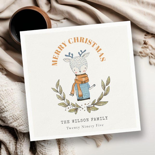 Funny Niedlich Ugly Sweater Leafy Rentier Weihnach Serviette (Von Creator hochgeladen)