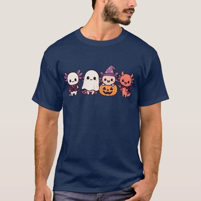 Funny Niedlich und Simple Axolotl zu Halloween-Kos T-Shirt (Vorderseite)