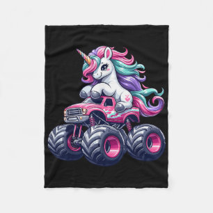 Funny Niedlich Unicorn Reiten Ein rosa Monster LKW Fleecedecke