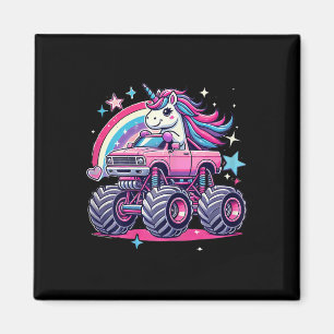 Funny Niedlich Unicorn Reiten Ein rosa Monster LKW Magnet