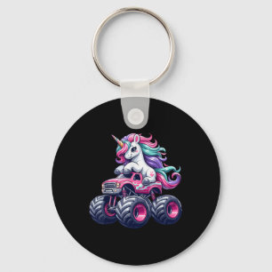 Funny Niedlich Unicorn Reiten Ein rosa Monster LKW Schlüsselanhänger
