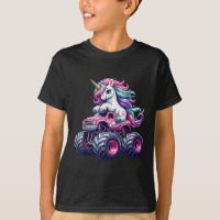 Funny Niedlich Unicorn Reiten Ein rosa Monster LKW