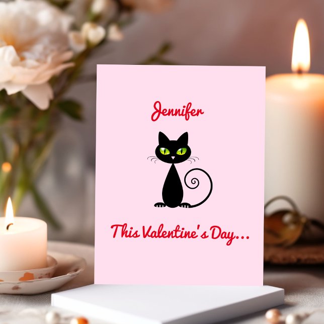 Funny Niedlich Valentine sein meine schwarze Katze Mitteilungskarte (Von Creator hochgeladen)